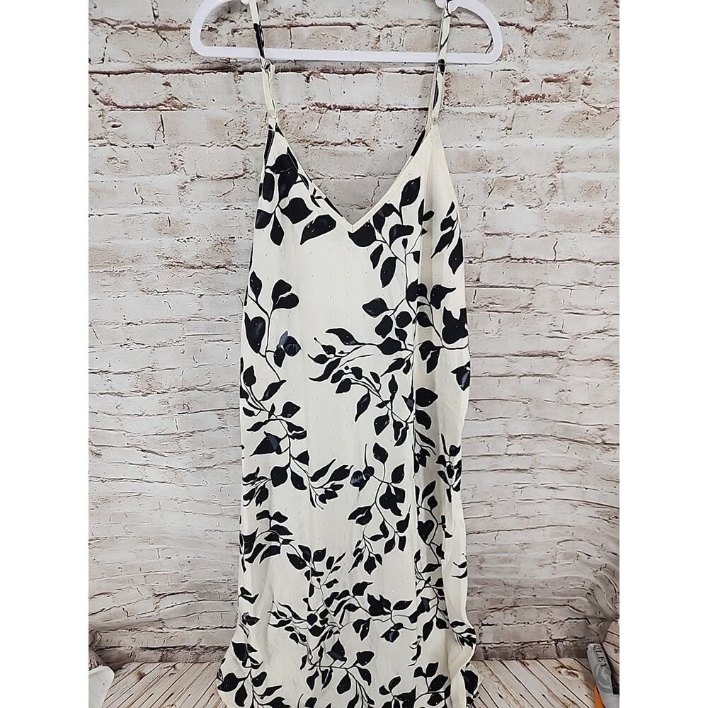 AZ Women's Dress Size L/XL Floral Cream Dress Long NEW Sleeveless Sparkle Dress - Picture 5 of 5